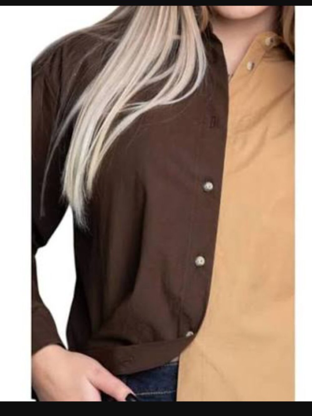 DONNI duo pop button down Camel/Brown XS - Picture 3 of 8